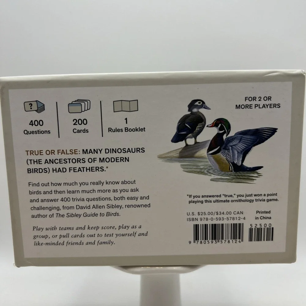Sibley Birder's Trivia: A Card Game-illustrated game-Bird- 2 or more players-NIB